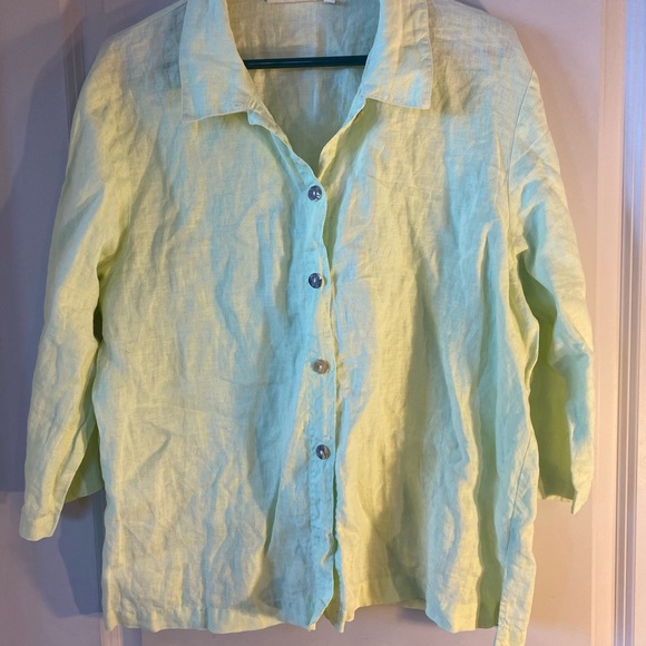 Lulu-B 100% Linen Lime Green Lagenlook Loose Top, size Large - Picture 8 of 10
